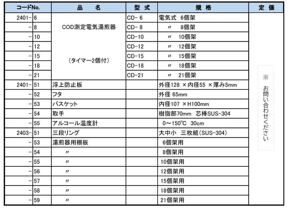 CD-15 工場排水試験法　ＣＯＤ測定電気湯煎器