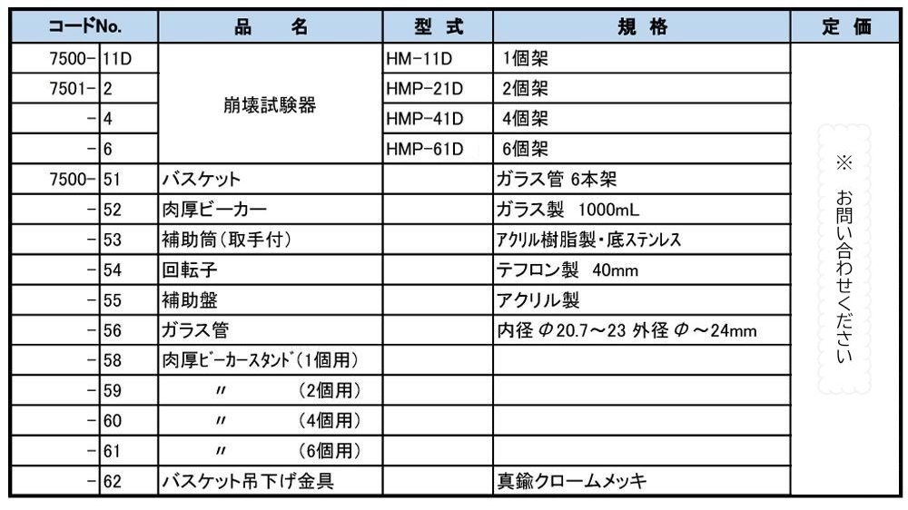 HMP-41D 崩壊試験器D（上下運動数可変型）