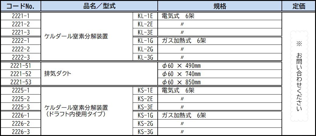 KL-3E ケルダール窒素分解装置