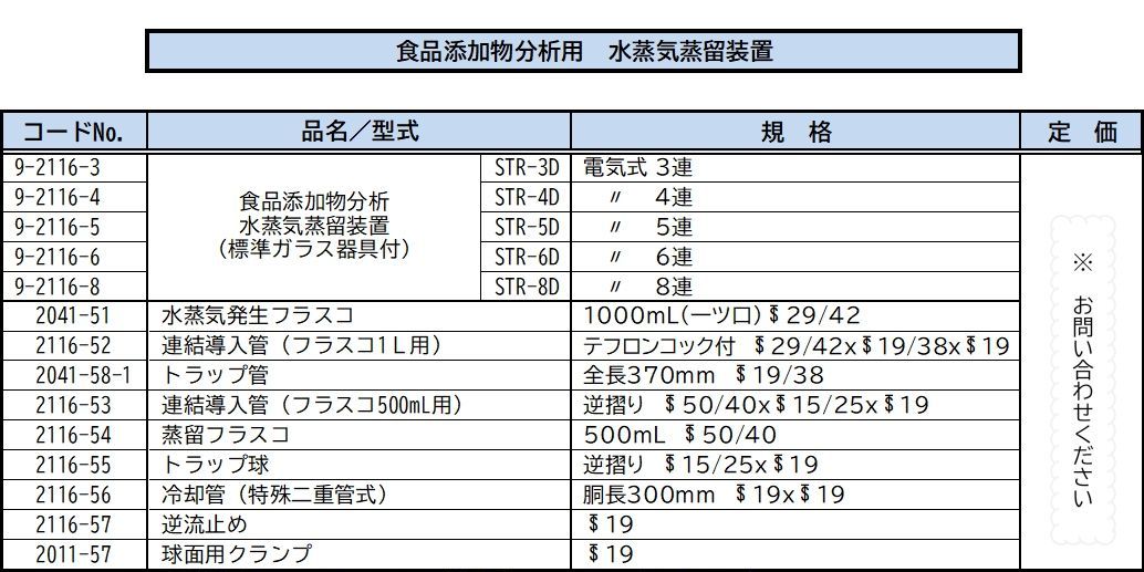 STR-6D 食品添加物分析用　水蒸気蒸留装置